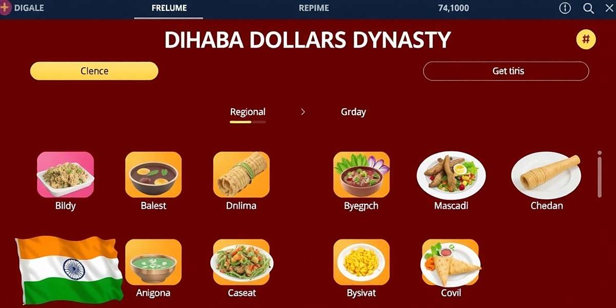 Dhaba Dollars Dynasty - Language Selection Menu Dhaba Dollars Dynasty language selection screen showing 14 Indian language options with regional food icons