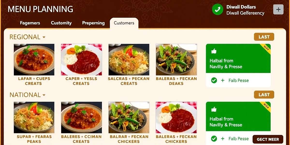 Dhaba Dollars Dynasty - Menu Planning Interface Dhaba Dollars Dynasty menu planning screen showing a balanced selection of regional and national dishes with customer preference indicators